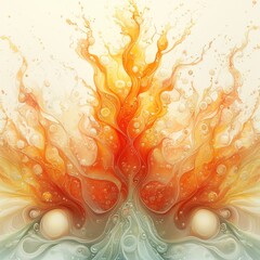 Dynamic flames erupting from water abstract art vivid colors surreal environment close-up view energy concept