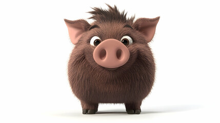 Fototapeta premium Adorable 3D Render of a Fuzzy Pig