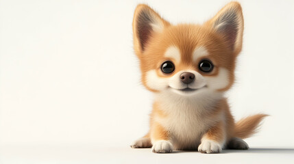 Obraz premium Adorable 3D Puppy Illustration, Cute Dog