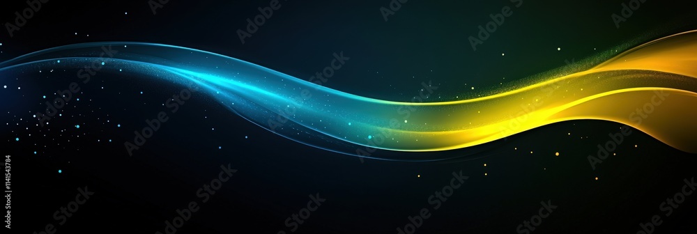 Poster iridescent shapes on pitch black background with bright swirls of color creating a stunning abstract