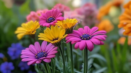 Obraz premium with blooming flowers in full color, Generative AI