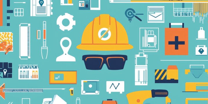 A digital poster promoting workplace safety habits with bold icons and visuals.