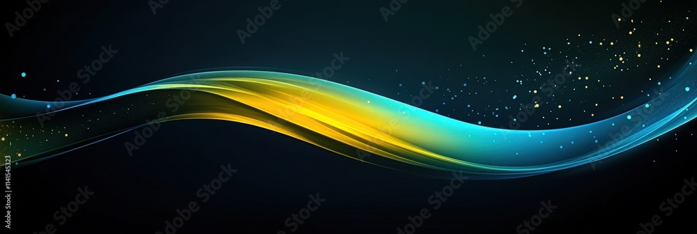 Poster abstract iridescent shapes with smooth flowing lines on a pitch black background creating a stunning