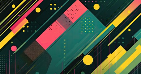 Abstract geometric design with vibrant colors and shapes for artistic or digital use.