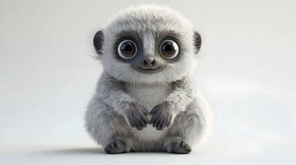 Adorable 3D Baby Lemur Illustration