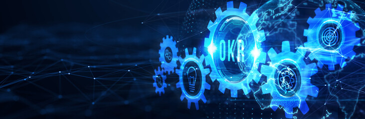 OKR Objectives key results. Business, Technology, Internet and network concept. 3d illustration