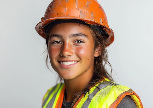 worker smiling with a safety helmet