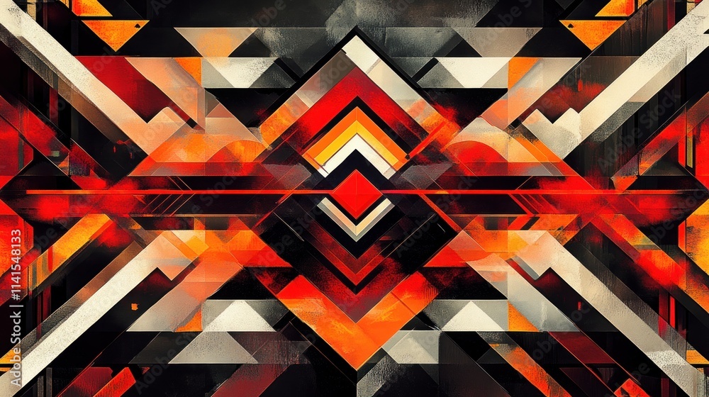 Poster Abstract geometric design featuring bold colors and sharp shapes for artistic expression.