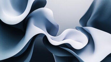 Abstract Fluid Shapes in Soft Blue and White Tones for Design