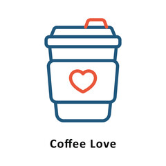 Coffee Love Vector Two Color Icon. Eps 10 File 