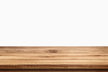 empty wooden table top in foreground isolated on background with clipping path. used for template mock up for display or montage products. showing your objects or mounting. wooden counter.