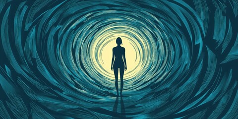 A visual of a person caught in a loop of repetitive behavior, creatively illustrated.