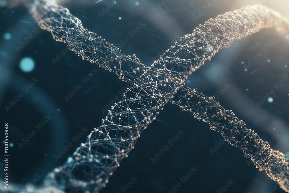 Aufkleber a digital representation of intertwined dna strands, showcasing the complex structure of genetic mat