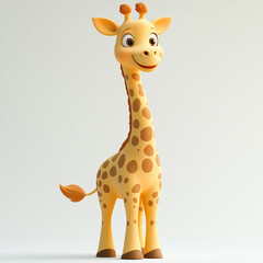 Obraz premium 3D Cute Giraffe Animated Character Illustration