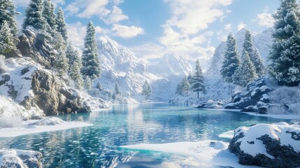 A mountain range with a river running through it
