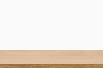 empty wooden table top in foreground isolated on background with clipping path. used for template mock up for display or montage products. showing your objects or mounting. wooden counter.