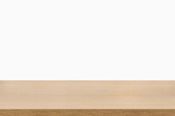 empty wooden table top in foreground isolated on background with clipping path. used for template mock up for display or montage products. showing your objects or mounting. wooden counter.