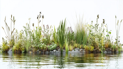 Fototapeta premium A close-up of wetland species with informative labels for World Wetlands Day, on a transparent backgrounds