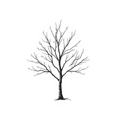 Obraz premium bare winter tree silhouette isolated on white