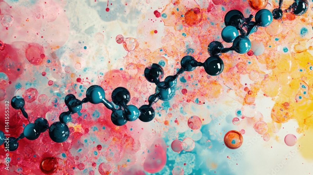 Aufkleber An abstract representation of molecular structures with vibrant colors and dynamic patterns.
