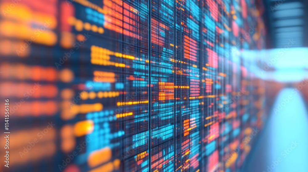 Poster abstract digital data flow background with vibrant colors showcasing streamlined connections and lig