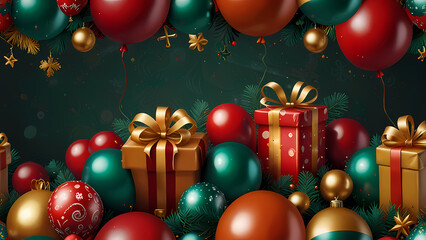 Christmas-themed balloons in the shape of iconic Christmas attributes