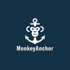 Monkey head and anchor logo.