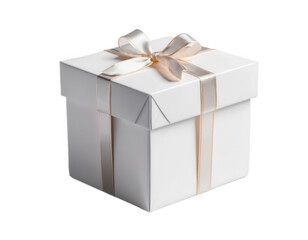 Fototapeta premium A simple and elegant white gift box, isolated on a transparent background, perfect for holiday, gift-giving, and celebration-related design projects.
