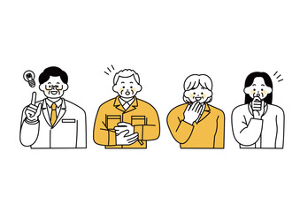 何かを理解した中年男性と女性のイラストセット
