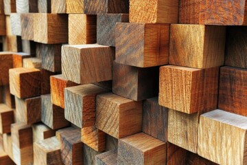 Fototapeta premium Minimalistic wooden blocks arrangement for modern design and decoration concepts