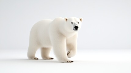 Fototapeta premium A realistic polar bear walking in a minimalist setting.