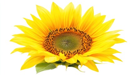 Fototapeta premium A vibrant sunflower with bright yellow petals and a central seed head.