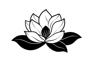 Discover the Beauty of Magnolia in Line Silhouette Art