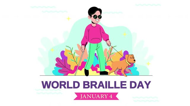 Animation celebrating World Braille Day on January 4th