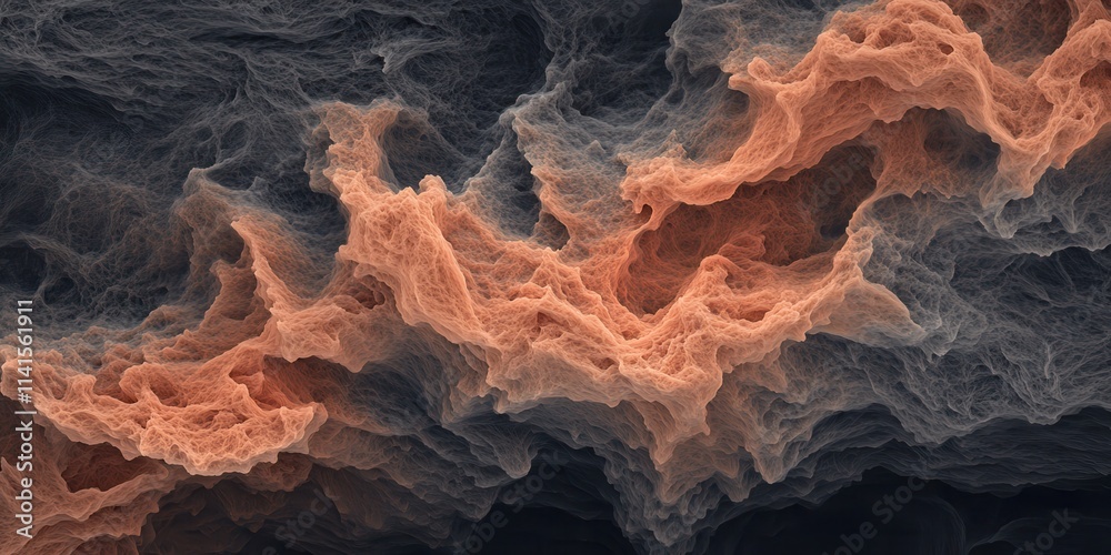 Poster A mesmerizing abstract composition featuring flowing lines in soft orange hues against a dark background, resembling fluid movement.