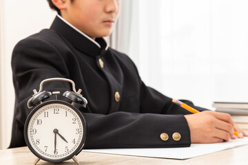 自宅学習をする中学生