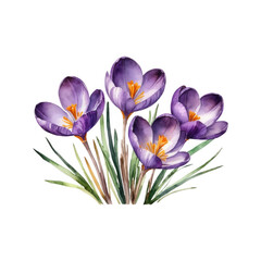 Obraz premium purple crocus flower border in watercolor style, isolated on transparent background. Perfect for designs.