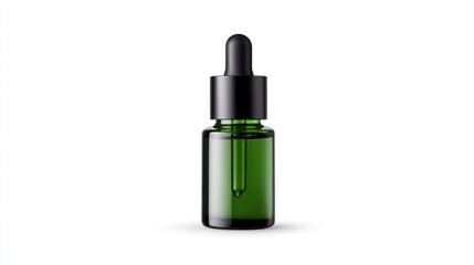 Obraz premium Green glass dropper bottle for essential oils or serums.