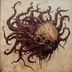 Fototapeta premium Cosmic Horror: A Grotesque Creature of the Night