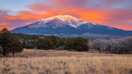 Majestic Mountain Landscape at Sunset with Vibrant Color Palette
