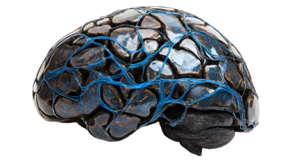 Innovative brain sculpture showcase art gallery 3d artwork modern environment close-up view abstract concept