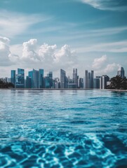 Naklejka premium Cityscape from Swimming Pool