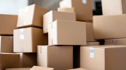 Entrepreneur organizing products in a minimalist workspace for spring inventory