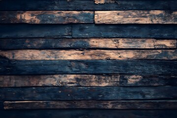 Obraz premium Rustic dark wooden plank background with weathered texture, ideal for design, branding, or product presentation mockups 