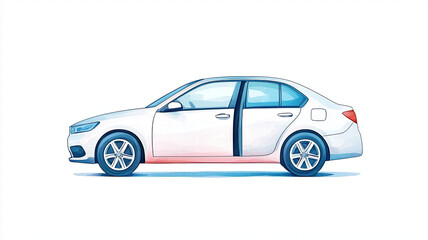 Fototapeta premium sleek white car with side view showcasing its modern design and open door, emphasizing its spacious interior and stylish wheels