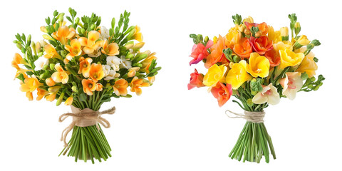 Freesia flowers bouquet. Generative AI.