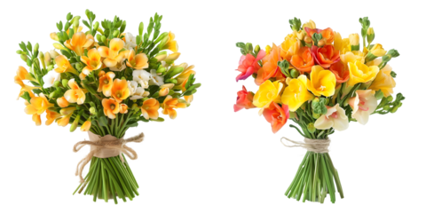Freesia flowers bouquet. Generative AI.