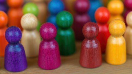 Inclusive corporate culture concept with diverse wooden figurines