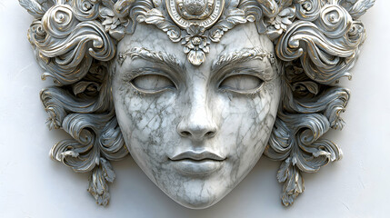 Elegant Marble Mask 3D Illustration