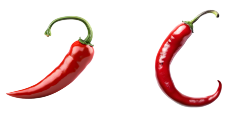 Fresh red chili pepper isolated on a white background. Generative AI.